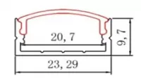 П10 Профіль світлодіодний алюмінієвий накладний анодований 23х10мм