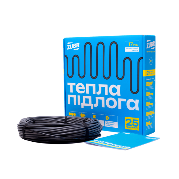 Тепла підлога двожильний нагрівальний кабель ZUBR DC Cable 1070 Вт на 7,9 кв.м.