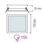 LED світильник врізний HOROZ SLIM/Sq-12 12Вт 4200К квадратний