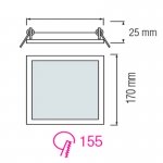 LED світильник врізний HOROZ SLIM/Sq-12 12Вт 4200К квадратний