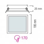 LED світильник врізний HOROZ SLIM/Sq-15 15Вт 6400К квадратний