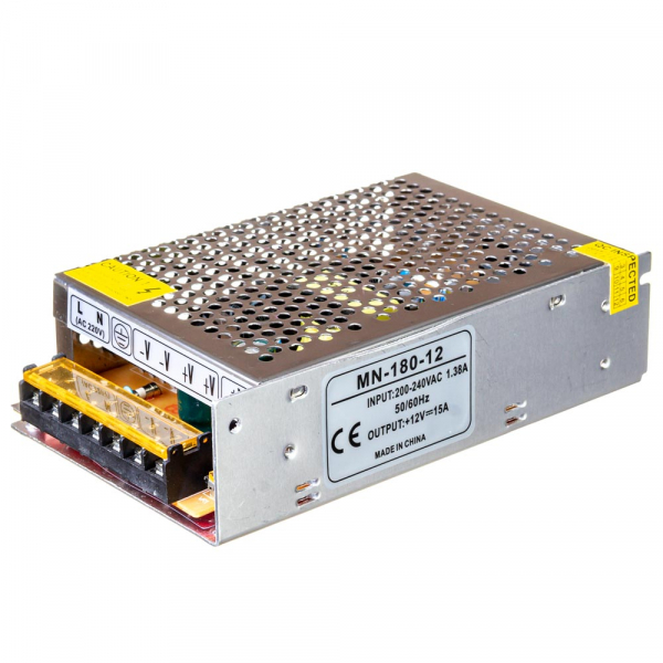 Блок живлення led 12В MN-180-12 15A 180 Bт IP20 перфорований
