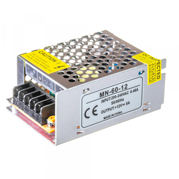 Блок живлення led 12В MN-60-12 5A 60 Bт IP20 перфорований