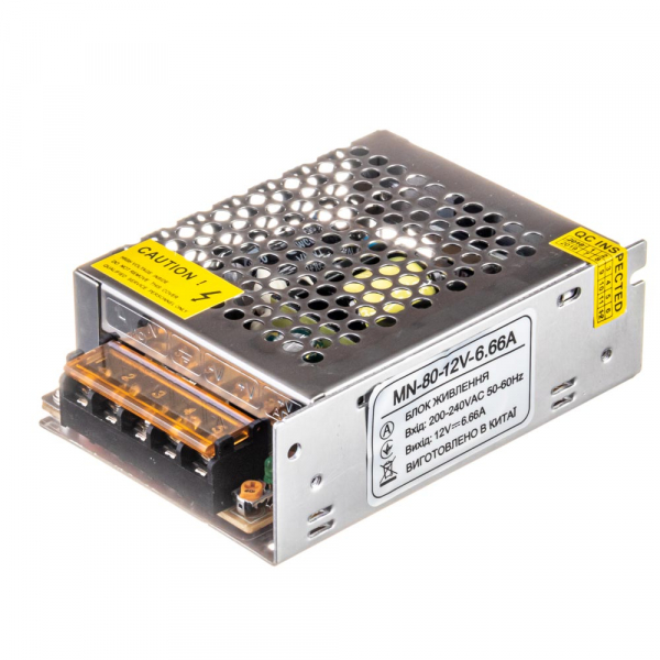 Блок живлення led 12В MN-80-12 6.6A 80 Bт IP20 перфорований