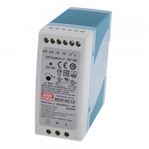 Блок живлення 12В 60Вт 5A IP20 MDR-60-12 на DIN-рейку