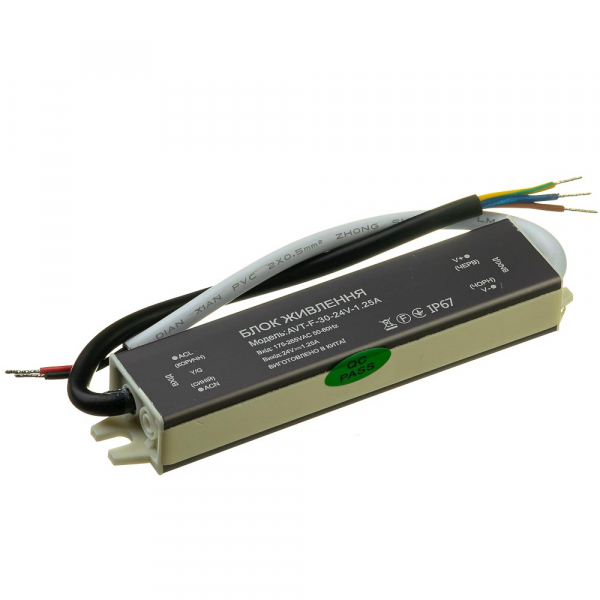Led блок живлення 24В NEW AVT вологозахист IP65 1.25А - 30Вт