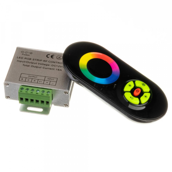 Контролер RGB 12В радіо RF 18A 216Вт сенсорний пульт Чорний