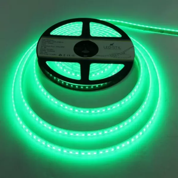 LED стрічка 24В DFN2835-120A-IP68-G-24В 120-2835-24В-IP68 9,6Вт 420Лм Зелений CRI 85+ 10мм