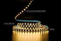 LED стрічка 12В 2835-120 10Вт 1300Лм Білий Теплий 2800-3200K IP20 5мм