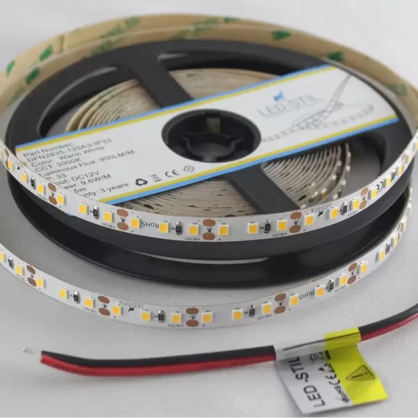 LED стрічка 24В DFN2835-120A4-IP33-24В 120-2835-24В-IP33 9,6Вт 1000Лм Білий Нейтральний 4000K CRI 80 8мм