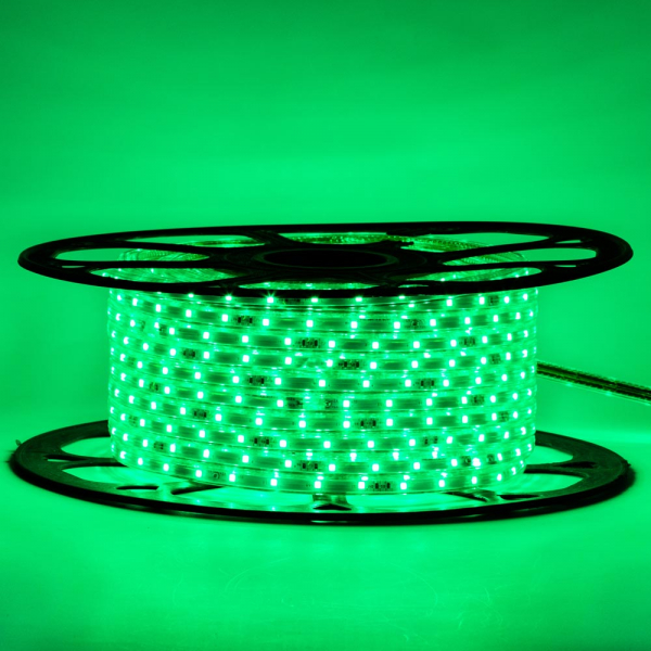 Led стрічка 220В 12-G 48G2835-220В-5Вт миготлива Зелений IP65 10х6мм
