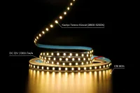 LED стрічка 12В 2835-120 10Вт 1300Лм Білий Теплий 2800-3200K IP20 5мм