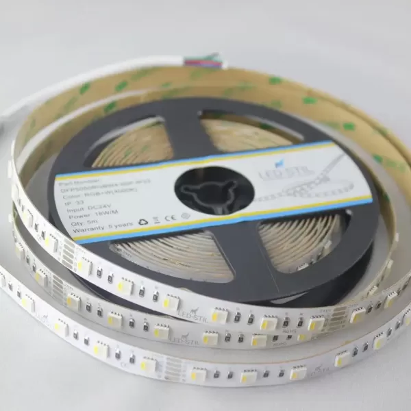 LED стрічка 24В DFP5050RGBW4-60P-IP33-24В 60-5050-24В-IP33 18Вт RGB+W 4000K CRI 85+ 12мм