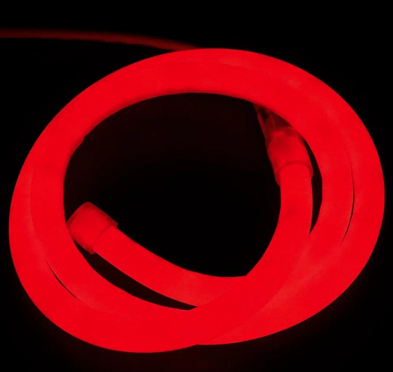 LED неон круглий 220В D15 RN 2835-120 Червоний IP68 10Вт 15х15мм