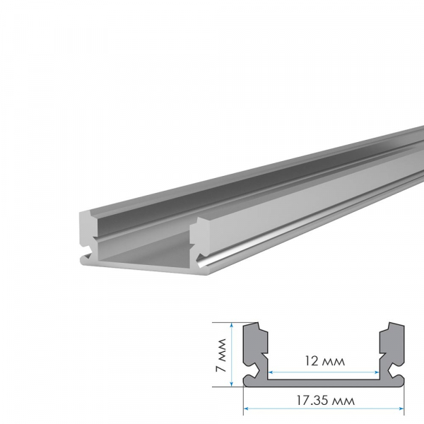 Профіль для LED стрічки накладн ПФ-15 17-7мм по1м або 2м