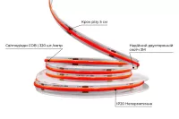 LED стрічка 24В СОВ 320 Series PRO 12Вт 1200Лм Червоний IP20 8мм