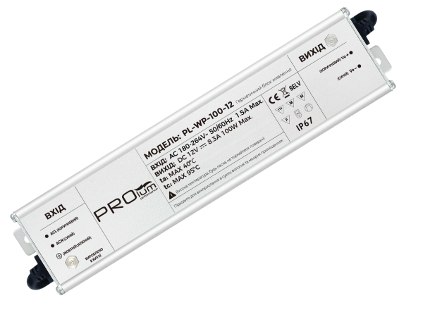 223010 Блок живлення 12В 100Вт 8,3А IP67 Series WPS Slim герметичний