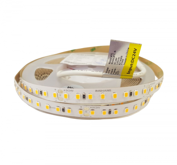 LED стрічка 24В RISHANG 128-2835 12Вт 1730Лм RD00C8TC-A 12Вт 1890Лм Білий Теплий 2700K CRI80 IP20 10мм