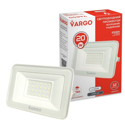 LED прожектор VARGO 20Вт 220В 1800lm 6500K Білий