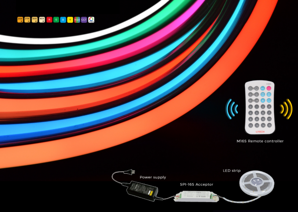 Адресний гнучкий неон COLORS 60-5050-12В-IP65 14,4Вт RGB смарт стрічка NTS1220-RGBX